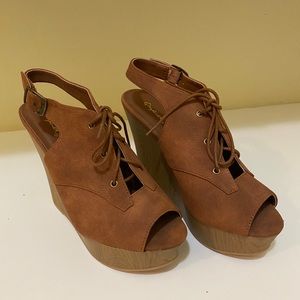 Lace Up Brown Heels